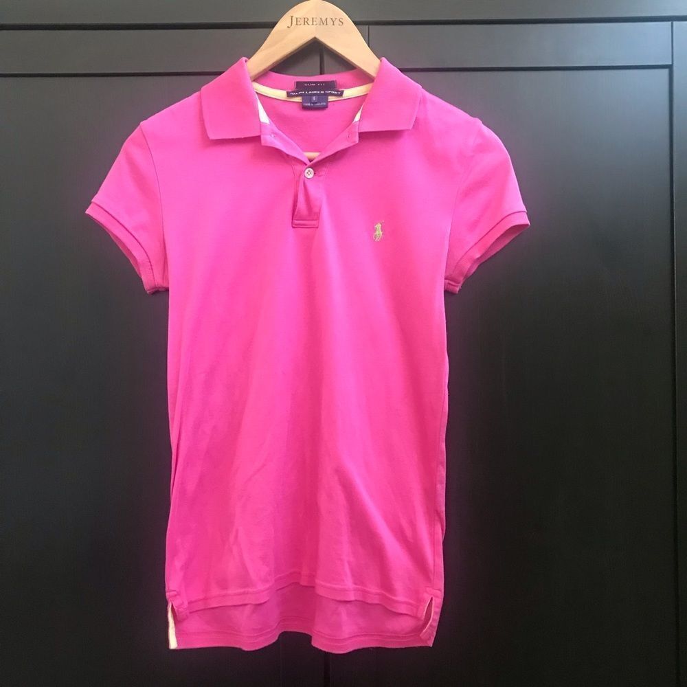 Ralph Lauren Sport Slim Fit Pink Polo Shirt Small
